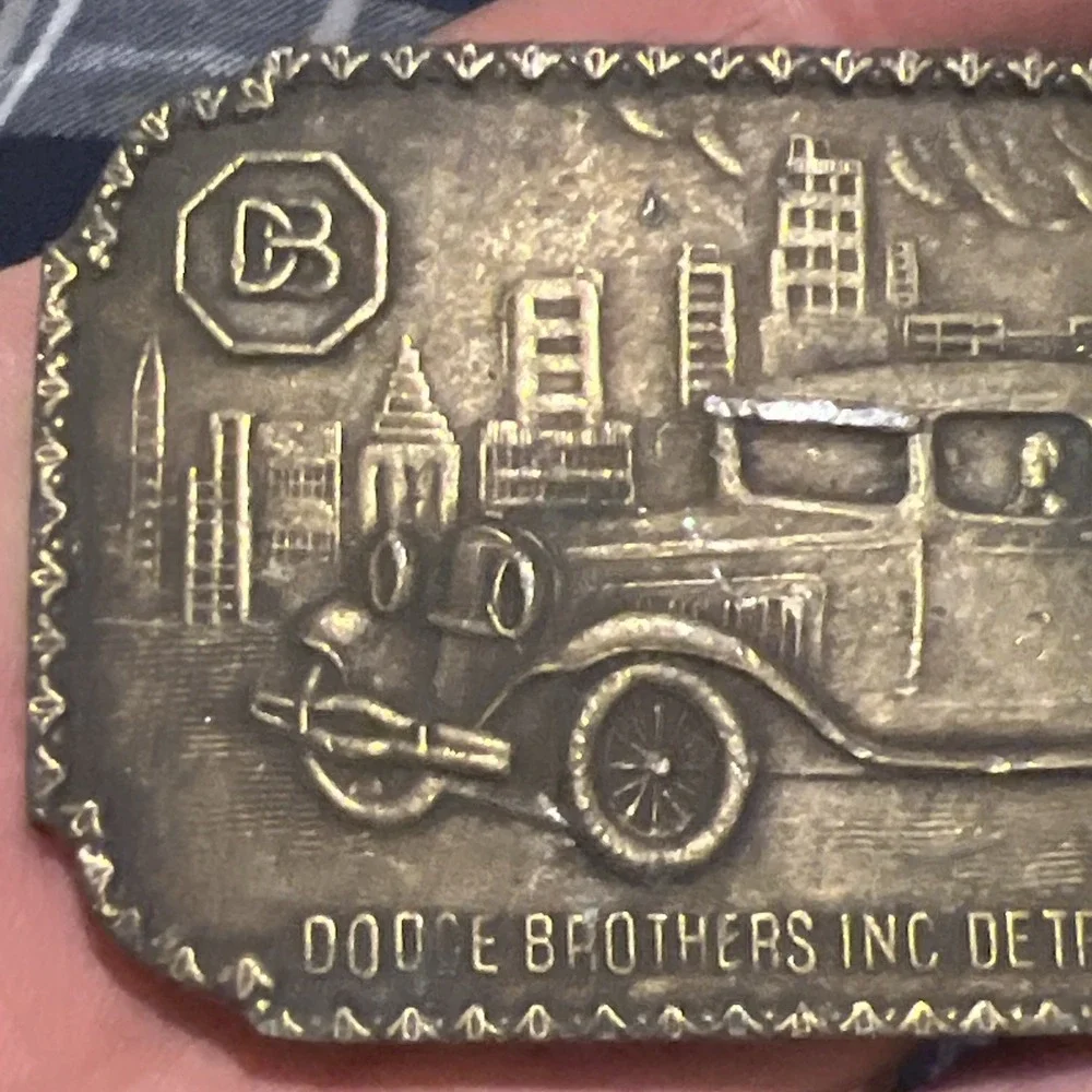 Vintage Dodge Brothers Inc Antique Car Brass Belt Buckle 1970s Detroit Mich G-36